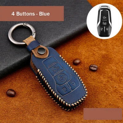 Housse porte-clés voiture en cuir rétro pour Ford Lincoln MKZ MKX Mustang F-150 - Photo 1/4