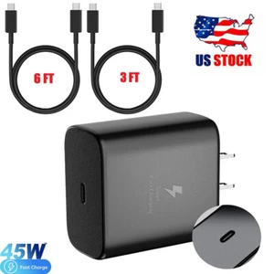 45W USB-C Super Fast Wall Charger + 3/6FT Cable For Samsung Galaxy S22 S23 S24 - Photo 1 sur 13