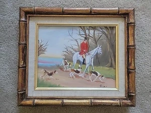 🖼 The Hunt by Riki HUNTING SCENE ORIGINAL OIL PAINTING ON CANVAS - Picture 1 of 17
