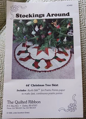 Vintage Christmas Tree Skirt Pattern "Stockings Around" Linda Goodmon Emery 1998 - Image 1 of 3