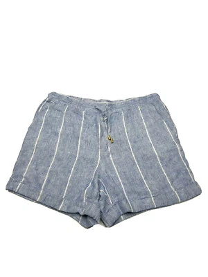 Pantalones Cortos Ellen Tracy Para Mujer Azul Cambray Rayas Mezcla de Algodón Talla Mediana Foto 1 de 4
