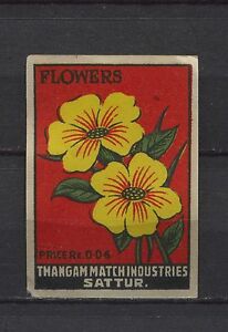 Flowers Thangam Match Sattur Indian Vintage Matchbox Label