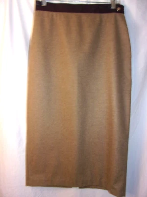 Preciosa falda larga vintage Dolce & Gabbana marrón lana cuero ribete 32/46 Foto 1 de 4