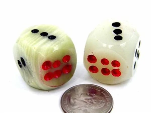 BUTW Genuine Mexican Onyx Six Sided 1" Hand Carved Pair of Dice 3945P - Picture 1 of 1