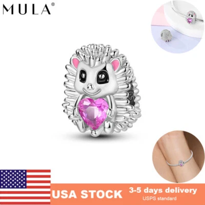 Pulsera MULA Hedgehog Love plata esterlina 925 hágalo usted mismo dije rosa AAA CZ para mujer Foto 1 de 4