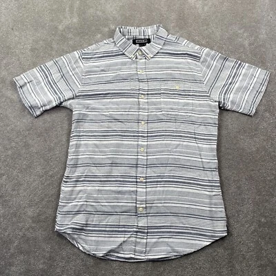 Ezekiel Men's Striped Button Down Shirt men's Size L White Gray Short Sleeves - Image 1 of 4