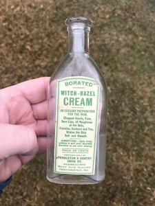 RARE ANTIQUE EMBOSSED INDEPENDENCE MO WITCH HAZEL MEDICINE BOTTLE WITH LABEL - Picture 1 of 6