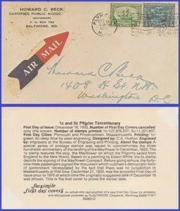 USA5 # 548 ADDR FACSÍMIL FDC Combo2 Pilgrim Issue - Imagen 1 de 1