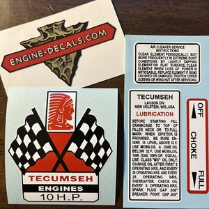Tecumseh Engine 10-hp decal HH100 Kart Mini Bike Go Kart Flags Set 4 - Imagen 1 de 1
