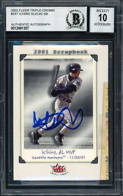 Ichiro Suzuki 2002 Fleer Triple Crown Card Gem 10 Auto Beckett 12491207 - Image 1 of 2