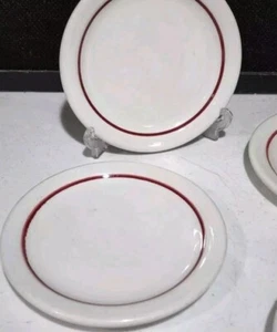 6er Set - Shenango Porzellan 7" Brot Dessert Teller Restaurant Geschirr Braun Streifen - Bild 1 von 4