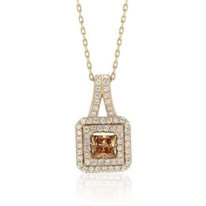 Suzy Levian Rosen Sterlingsilber Asscher-Schliff Zirkonia Heiligenschein Anhänger braun - Bild 1 von 3