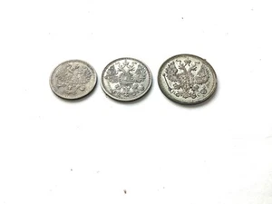 Russia, Nicholas II, 1908 15 kopek EB, 1915 20 kopek BC, 1916 10 kopek unc - Picture 1 of 4