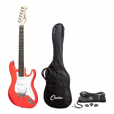 New Casino ST-Style Strat Beginner Electric Guitar Set Gig Bag (Hot Lips Pink) - image 1 of 4