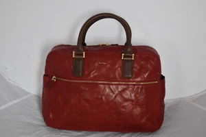 Paul Smith Red Crinkle Leather Business Folio Holdall Briefcase Travel Bag Mens - Picture 1 of 12