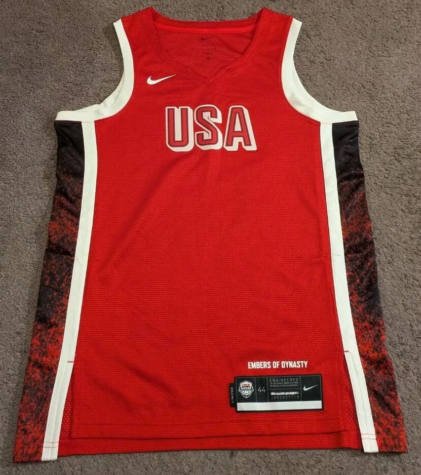 Camiseta deportiva de baloncesto roja rara Nike Limited Team USA Embers of Dynasty FV5519-614 Foto 1 de 4