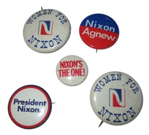 Richard Nixon & Spiro Agnew Political Presidential Buttons ~ Set of 5 - Picture 1 of 3