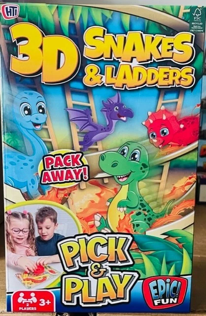 Kids 3D Dinosaur Snakes & Ladders Game - Image 1 of 1