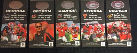 Georgia Bulldogs Football 2008 Lanyard  Unsed Ticket Lot- Matt Stafford & Moreno Cover