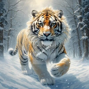 Tigre corriendo en la nieve - Imagen digital imagen fondo fondo arte de escritorio - Imagen 1 de 3