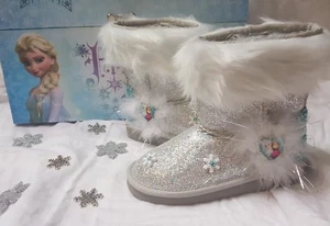 Frozen Elsa inspirierte Winterstiefel, silber Glitzer Handarbeit - Bild 1 von 4