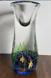 Vintage Fermacarte raro acquario zellique studio pesce 9,25"" vetro artistico di J MOREL - Foto 1 di 11