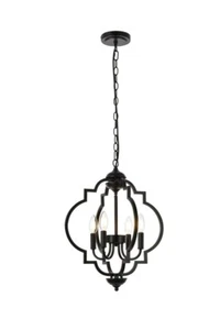 Pendant Chandelier Light Fixture Black Mid-century Modern Kitchen or Dining Room - Picture 1 of 7