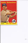 1958 Topps Baseball Bobby Richardson New York Yankees Card 101