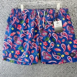 Spicy Tuna Swim Trunks Men XXL Blue Tropical Paisley Floral Beach Pool Shorts - Picture 1 of 11