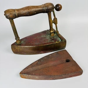 ANTIGUO HIERRO CON MANGO DE MADERA DE LADRILLO/BAÑO - Imagen 1 de 8