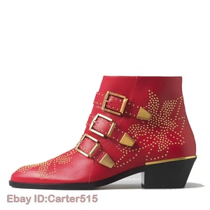 Botas Cortas Pasarela Remache Cuero Vaca Otoño Invierno Retro Grandes35-45 Botines - Imagen 1 de 46