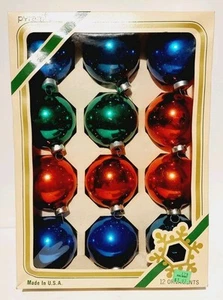 Vintage 12 PIRÁMIDE DE HUMO DECORATIVO ROJO AZUL VERDE ADORNOS DE NAVIDAD EE. UU. - Imagen 1 de 9