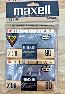2 Maxell XLII 90 Min High Bias Blank Audio Cassette Tapes Black Magnetite New - Picture 1 of 8