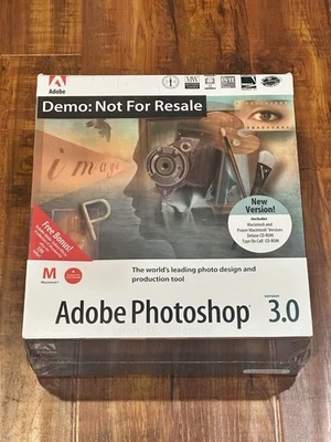 Vintage 1995 Adobe Photoshop 3.0 for Mac & Power Macintosh - New & Sealed! - Image 1 of 4