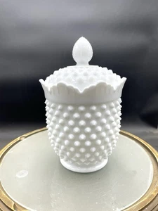 Vintage Fenton Hobnail Milchglas Deckel Bonbonglas 7" überbacken sehr guter Zustand - Bild 1 von 3