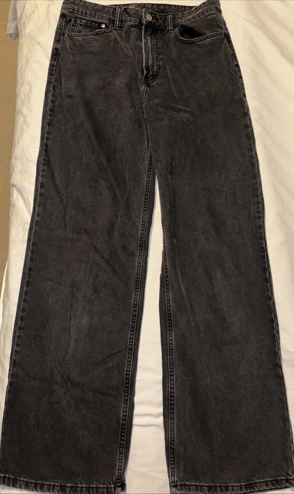 H&M & Denim Faded Black Ultra High Waisted Wide Jeans EUR 42 - UK 14 - Image 1 of 4