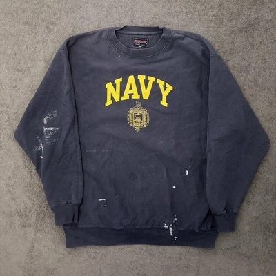 Sudadera Naval Vintage Años 90 Navy Academy Cuello Redondo Talla 2XL AZUL MARINO Militar  Foto 1 de 4