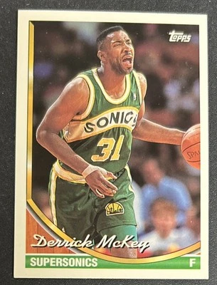 Tarjeta de baloncesto Topps Derrick McKey 1993-94 #26 Supersonics Forward en muy buen estado buen estado o/c Foto 1 de 2