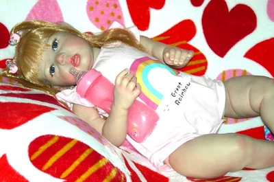 Reborn Toddler Liam Girl Doll Replica 28" Red Hair Blue Eyes with Extras!!🩷🦄🐣 - Image 1 of 4