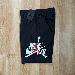 Nike Big Boy's L 12-13 Yrs Jumpman Jordan Shorts Black Red/White Logo Basketball - Picture 1 of 12
