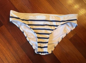 Ralph Lauren White And Navy Striped Bikini Bottom Size Medium - Picture 1 of 3
