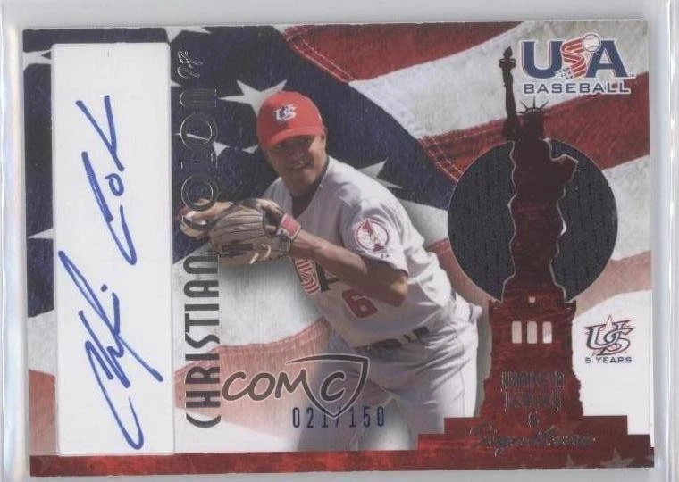 2007 USA Baseball National Jersey & Signature Blue Ink /150 Christian Colon Auto - Image 1 of 2