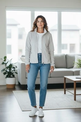 Gerry Jacket Adult Size XL White Full Zip Fleece Outdoors Hiking Logo - Image 1 of 4