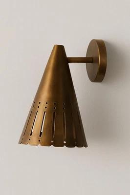 Cono de pared industrial Diabolo Sputnik italiano Mid Century 1950 latón crudo \ Foto 1 de 4