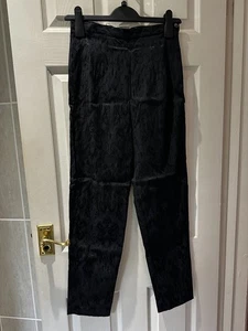 Black Trousers Brocade Style NEXT Directory UK 10 Reg Stretch BNWT - Picture 1 of 6
