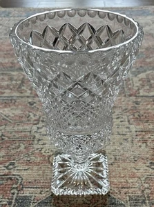 Grande vaso Boemia piedistallo trasparente con piede quadrato vaso stile mediceo 11" - Foto 1 di 5