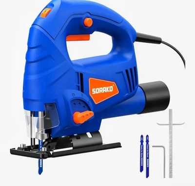 SORAKO 600W Corded Jigsaw for Wood & Metal | 800-3000SPM Electric Jigsaw...