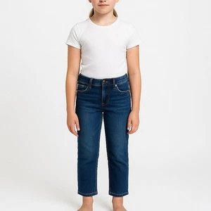 Mongoose Girls Dark Stone Washed Straight Leg Denim Jeans - Picture 1 of 11