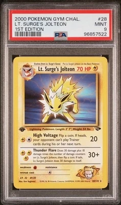 2000 POKEMON GYM CHALLENGE 28 LT. SURGE'S JOLTEON PSA 9 MINT 1ST EDITION - Image 1 of 2