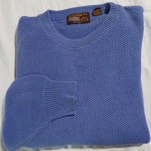 VTG 1990's AUTHENTIC ISSUE large100% cotton MADE IN THE USA blue textured knit - Picture 1 of 11
